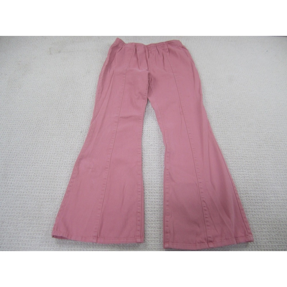 Cato Pants Womens Medium Pink‎ Mid Rise Flared Leg Casual Pleated Stretch Cotton